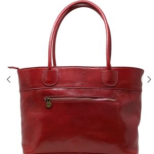 Elegant Italian Leather Red Tote Bag